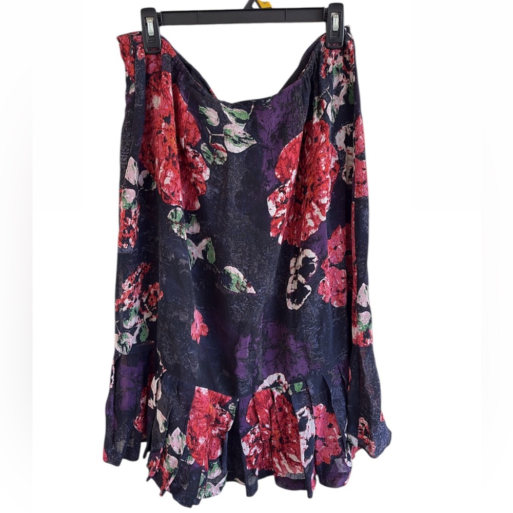 Vintage 90's Chico's Design purple and red floral ruffle skirt